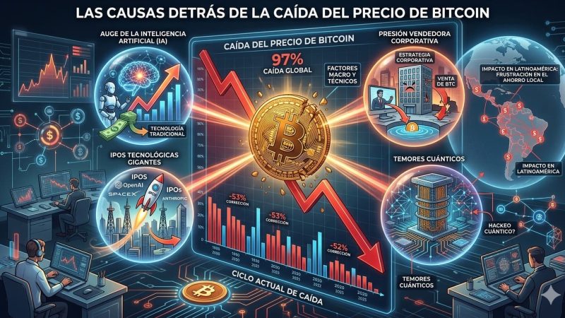 Causas detrás de la caída del precio de Bitcoin