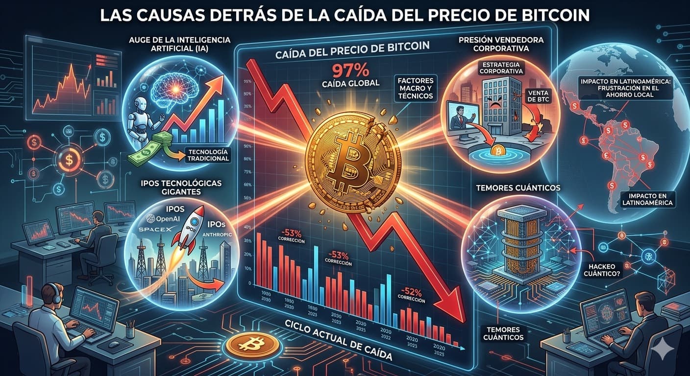 Causas detrás de la caída del precio de Bitcoin